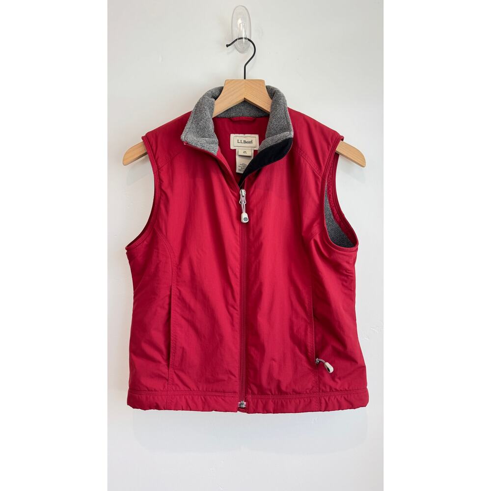L.L.Bean Red Fleece Lined Outdoor Vest Full Zip Lightweight XS